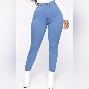 Fashion Nova- Super High Waist Denim Skinnies - Medium Blue